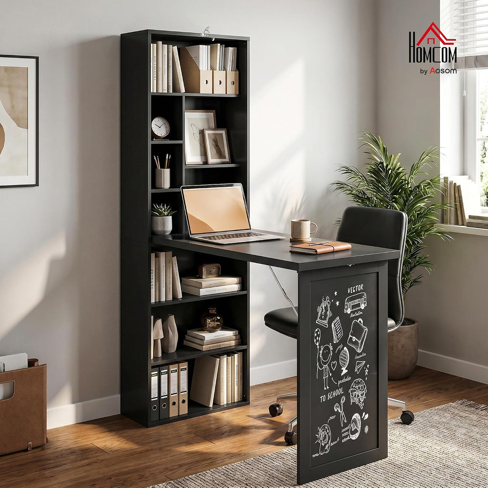 HOMCOM Foldable Convertible Writing Table Computer Desk, Black