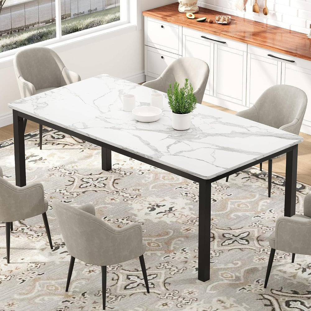 Garvee 79 Inch Dining Table for 6, Farmhouse Wooden Kitchen Tables for Family...