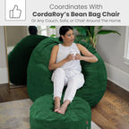 CordaRoy's Corduroy Bean Bag Pouf Footstool, Rainforest