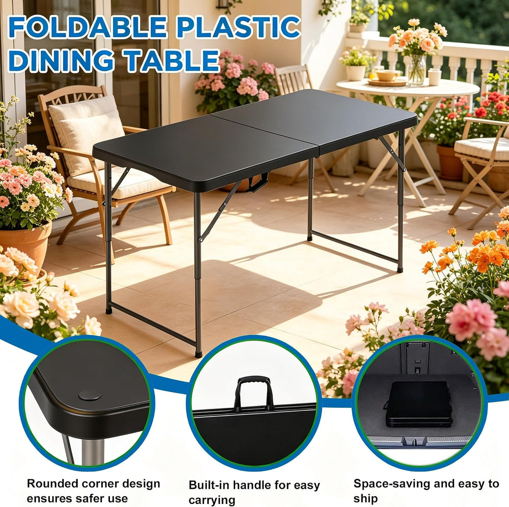 Dkeli Folding Table 4/6 Foot Indoor Outdoor Heavy Duty Plastic Table Portable...