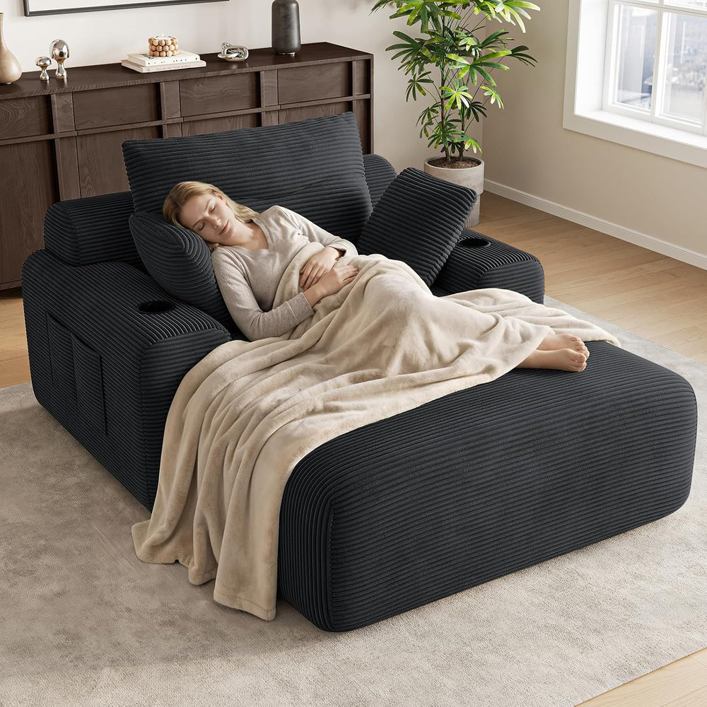69” Oversized Chaise Lounge Chair Indoor, Soft Floor Chaise Lounge Reading Ch...