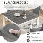 KEIKI 5-Piece Counter Height Dining Table Set with Square Table and 4 Upholstered Curved Backrset Chair, for 4 Person, Modern Wooden Table Set, Easy Assembly, for Kitchen, Dining Room, White+Gray