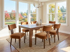 Velvet Dining Chairs Set of 6 Modern Dining Chair with Wood Legs, Upholstered Dining Chairs for Dining Room, Kitchen, Vanity, Living Room, Yellow Brown