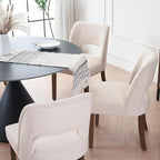 VKNOW Wooden Dining Chairs Set of 2, Modern Fabric Upholstered Dining Room Chair Kitchen Chairs, Farmhouse Dinner Chair for Kitchen Dining Room, Beige