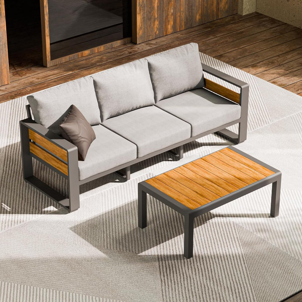 ZANDOR Aluminum Outdoor Patio Furniture - Outdoor Coffee Table, All-Weather M...