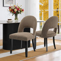 Upholstered Dining Chairs Set of 2, Mid Century Modern Dining Kitchen Chairs with Solid Wood Legs & Fabric Backret for Kitchen and Dining Rome, Brown