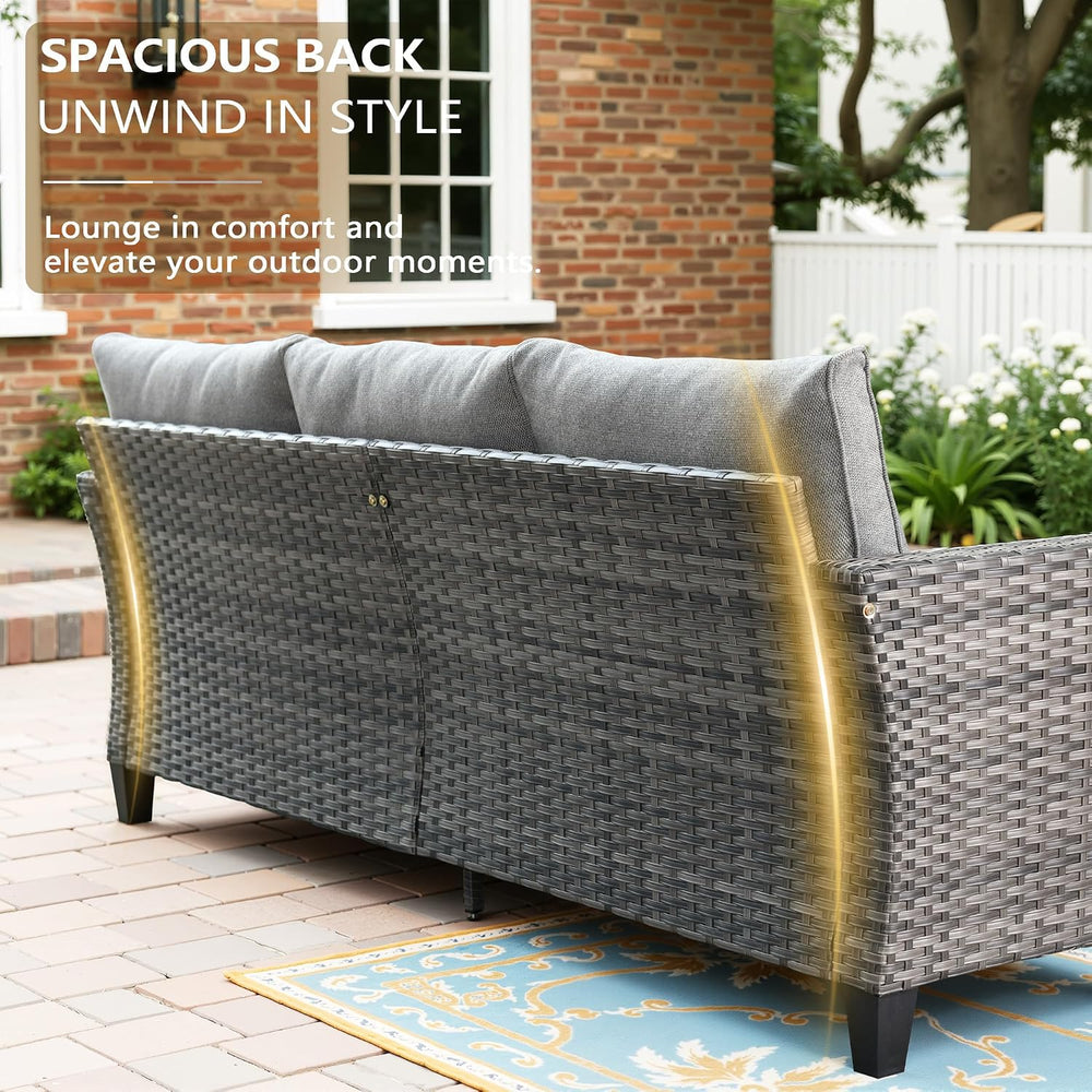CAODOC 6 Pieces PE Wicker Patio Furniture Set, Outdoor Sectional Sofa with Sw...