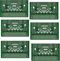 Heavy Duty Plastic Storage Milk Crates, Stackable Utility Organizer Bins, 19x11x13 Inches, 6 Pack, Made in USA, 24 Qt/6 Gallon Capacity (Green)