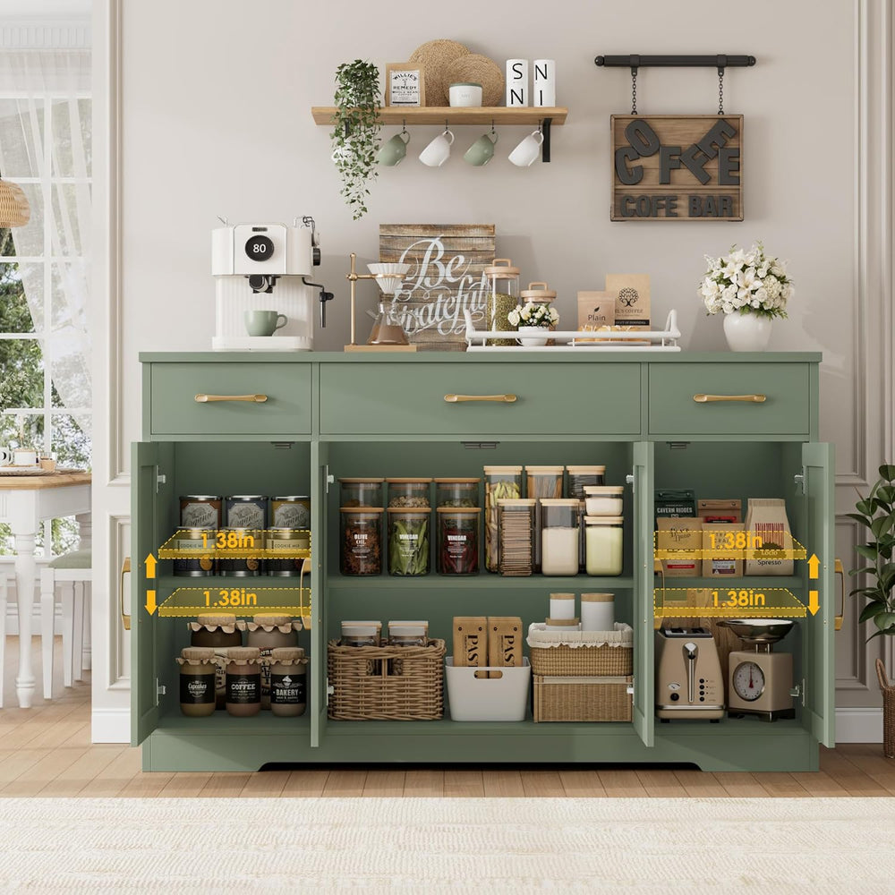 HOSTACK Buffet Sideboard Cabinet with Drawers, 55" Large Buffet Storage ...