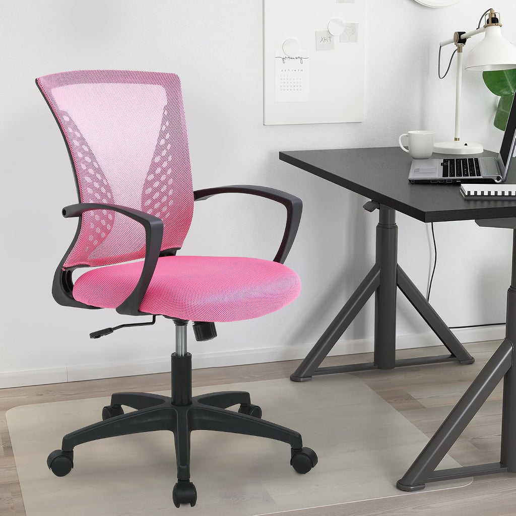 PayLessHere Office Computer Gaming Chair Ergonomic Mesh Desk Chair Adjustable Video Game Chairs with 360 Degrees Swivel Wheels Armrest Lumbar Support for Home Office,Pink