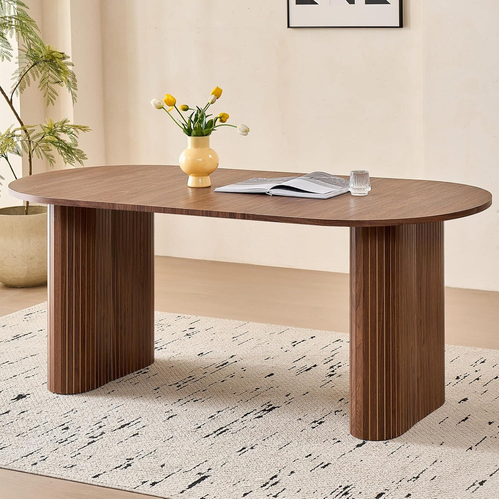 70.8" Oval Table for 4 6 Person, Modern Farmhouse Kitchen Dinner Table f...