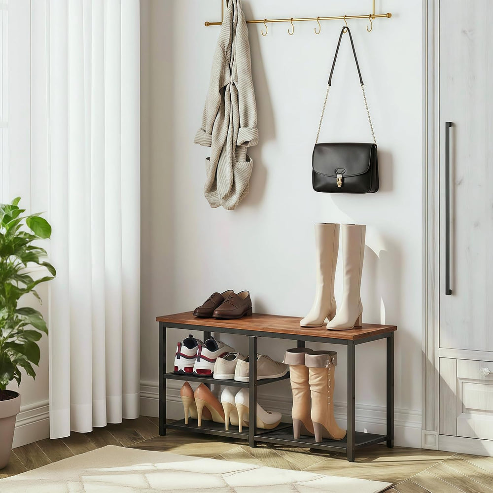 CHEMPFR Shoe Bench with Storage, Shoe Rack Organizer, Spacious Wood Top Entry...
