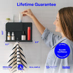 WallShelfie Bedside Wall Organizer & Bedside Shelf, Room Decor, Dorm Room Essential, Floating Bedside Shelf Wall Mount Organizer, Remote Control Holder, RV Accessories, Floating Shelves (Black)