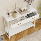 Entryway Table, Console Table with Motion Sensor Light, Sofa Table with 2 Drawers and Storage Shelf, Entryway Cabinet and Sideboard Cabinet for Hallway, Foyer, Living Room, White