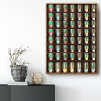Barydat Shot Glass Display Case Wood Shot Glass shelf holder 56 Compartments Wall-mounted Rustic Bar Cabinet(Brown,1 Pcs)