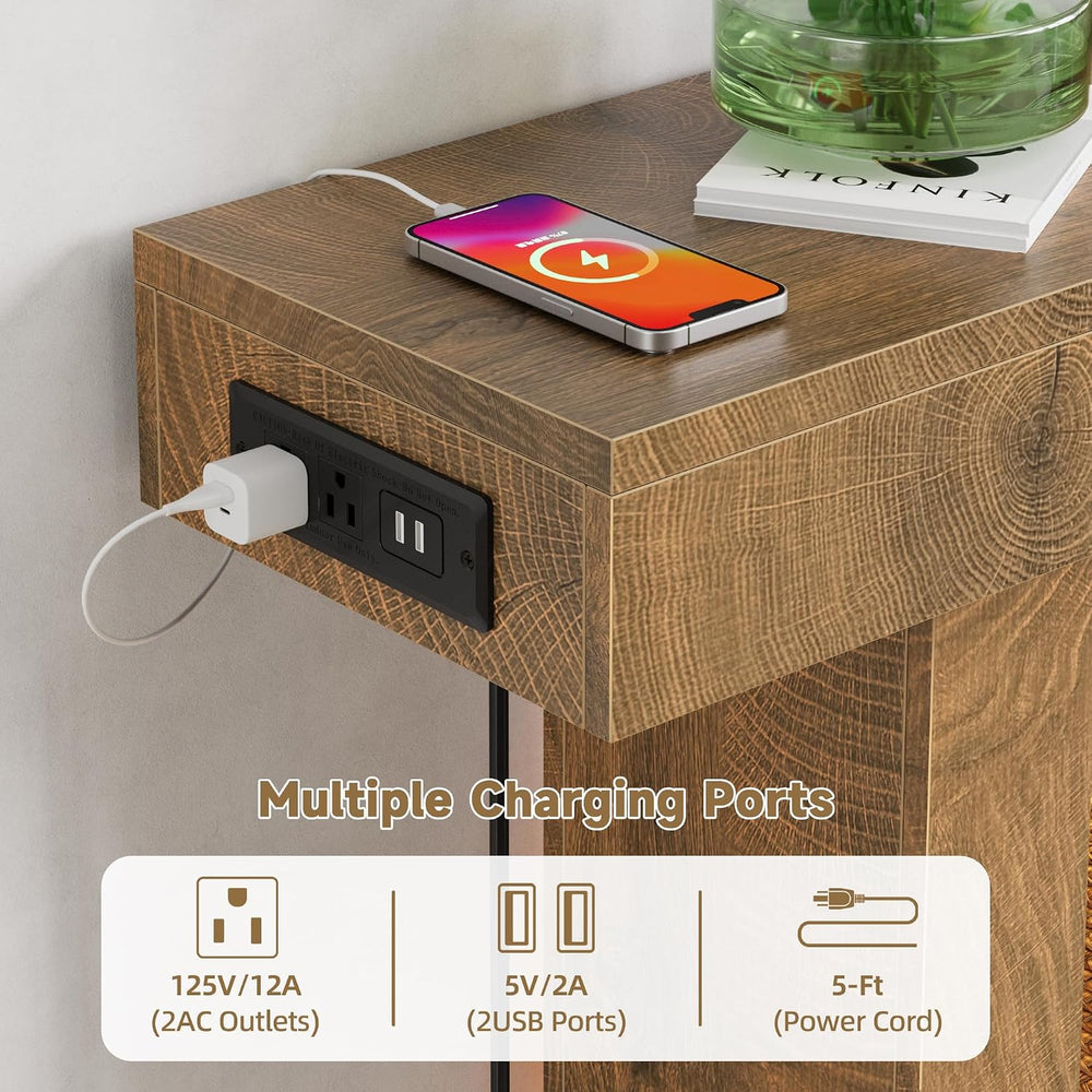 47.2" Entryway Table with Outlet, 2-Tier Console Table with Sensor Light...