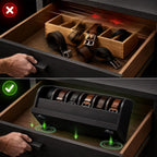 MinBoo Bamboo Belt Organizer Box,6 Grids Belt Rack for Closet and Drawer, Belt Storage Organizer and Displayer for Men Women