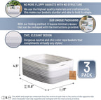 NaturalCozy 11.8"x8"x4.5” Rectangle Storage Baskets for Shelves 3 Pack | Cotton Rope Woven Small Baskets for Organizing | Small Storage Bins for Nursery, Bathroom, Closet, Shelf, Decorative, Gift