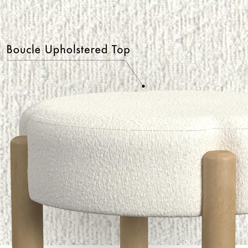 HomePop Luna 22" Round Ottoman - Cream Boucle