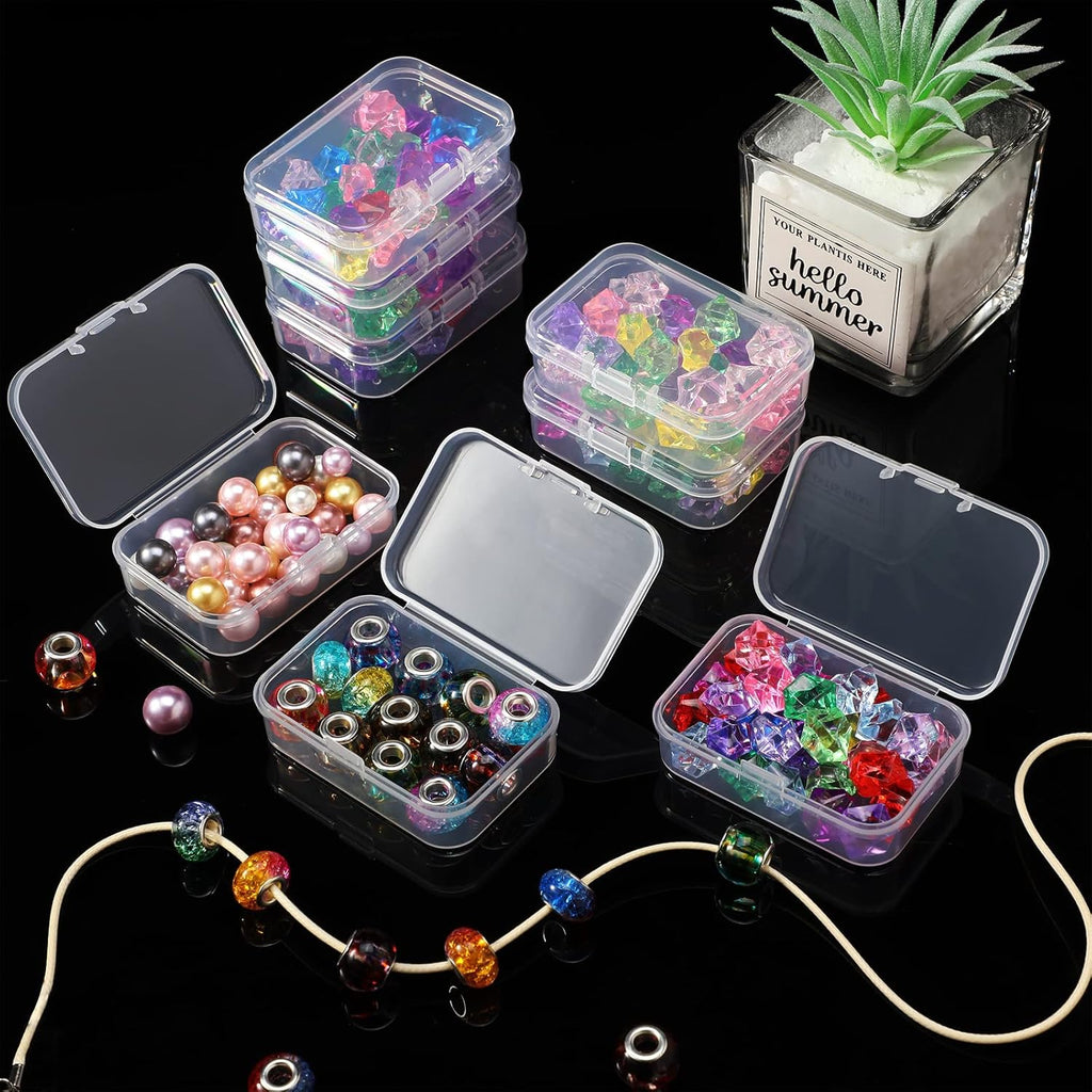 SATINIOR 48 Packs Clear Small Plastic Containers Transparent Storage Box with Hinged Lid for Small Items Crafts Jewelry (2.52 x 1.73 x 0.79 Inches) (CH-SATINIOR-423619)