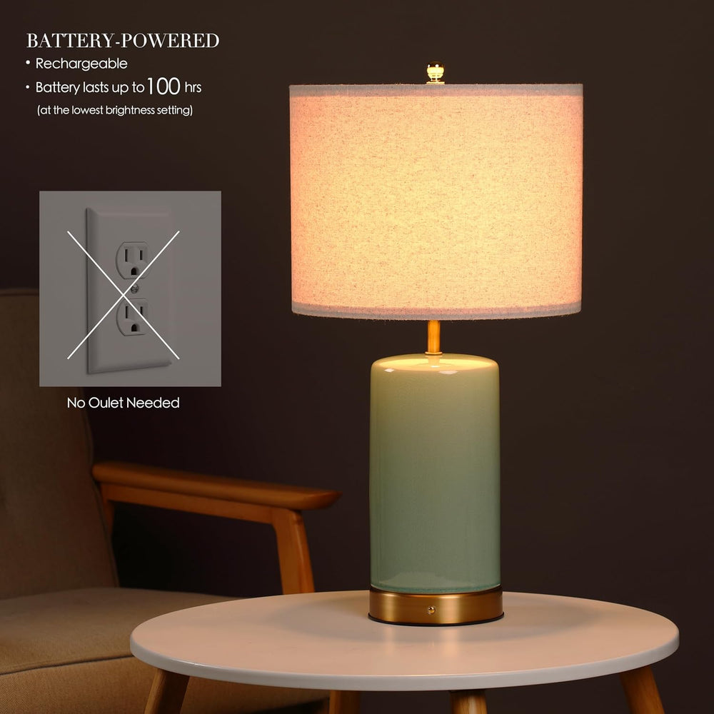 O’Bright Dune - Battery Powered Table Lamp, Rechargeable Cordless Ceramic Lam...