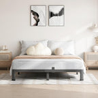 4 Inch Full Size Bed Frame, 3500Lbs Heavy Duty Metal Platform with Round Corner Legs Mattress Slide Stopper, Steel Slat Support No Box Spring Needed, Noise Free, Non-Slip, Easy Assembly