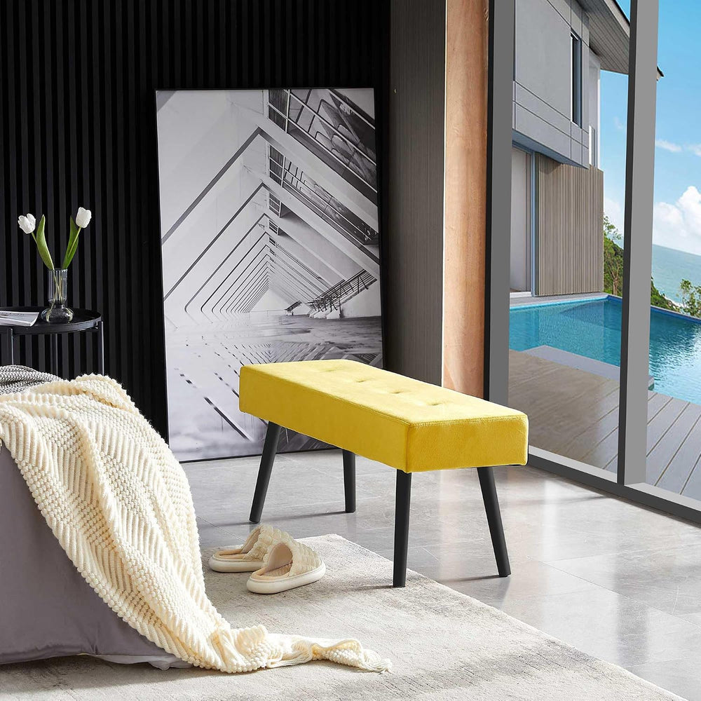 Homedot Accent Bench for Living Room Ottoman Bench Elegant Velvet Bedroom Ben...