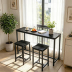 HOOBRO Bar Table, Rectangular Pub Table, 47.2" Counter Height Bar Table, Industrial Bar Height Table, Dining Table for Kitchen, Living Room, Easy to Assemble, Black BB50BT01