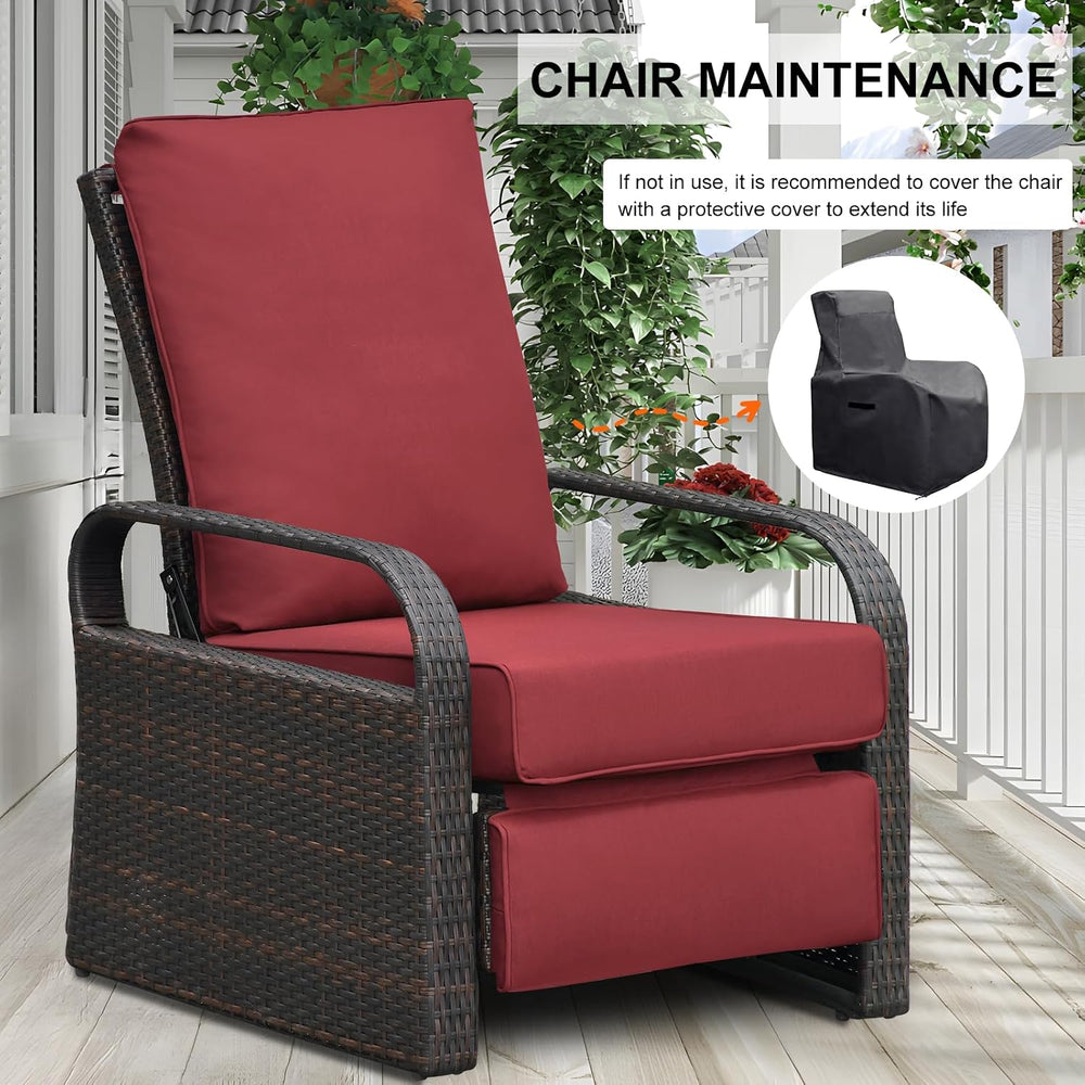Skypatio Dual-use Indoor/Outdoor Wicker Adjustable Recliner Chair, Patio Rela...