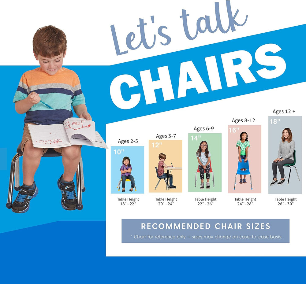 FDP 16" School Stack Chair with Ball Glides, Green, 6-Pack, 10367-GN