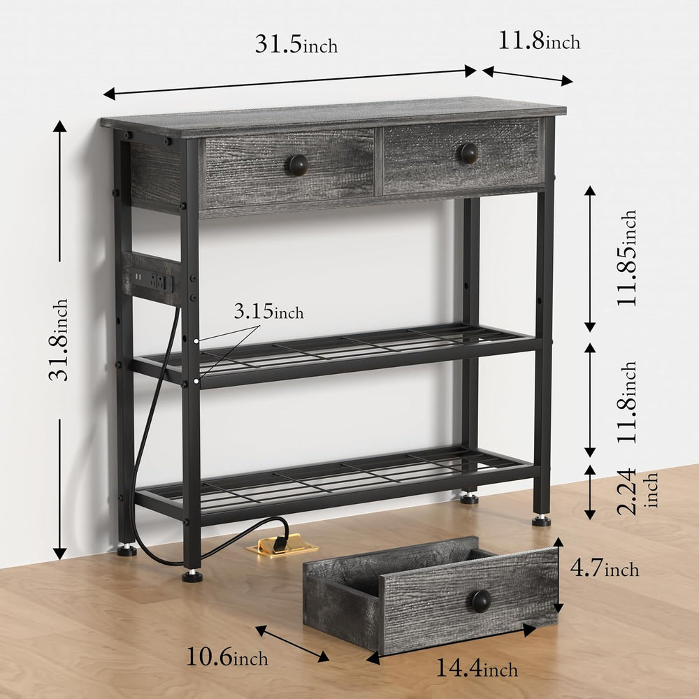 32" Narrow Console/Entryway Table with Storage & 2 Drawers & Out...