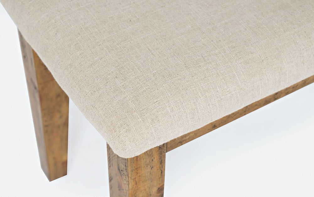 Jofran Solid Wood Upholstered Dining Bench, Naturally Distressed Telluride, C...