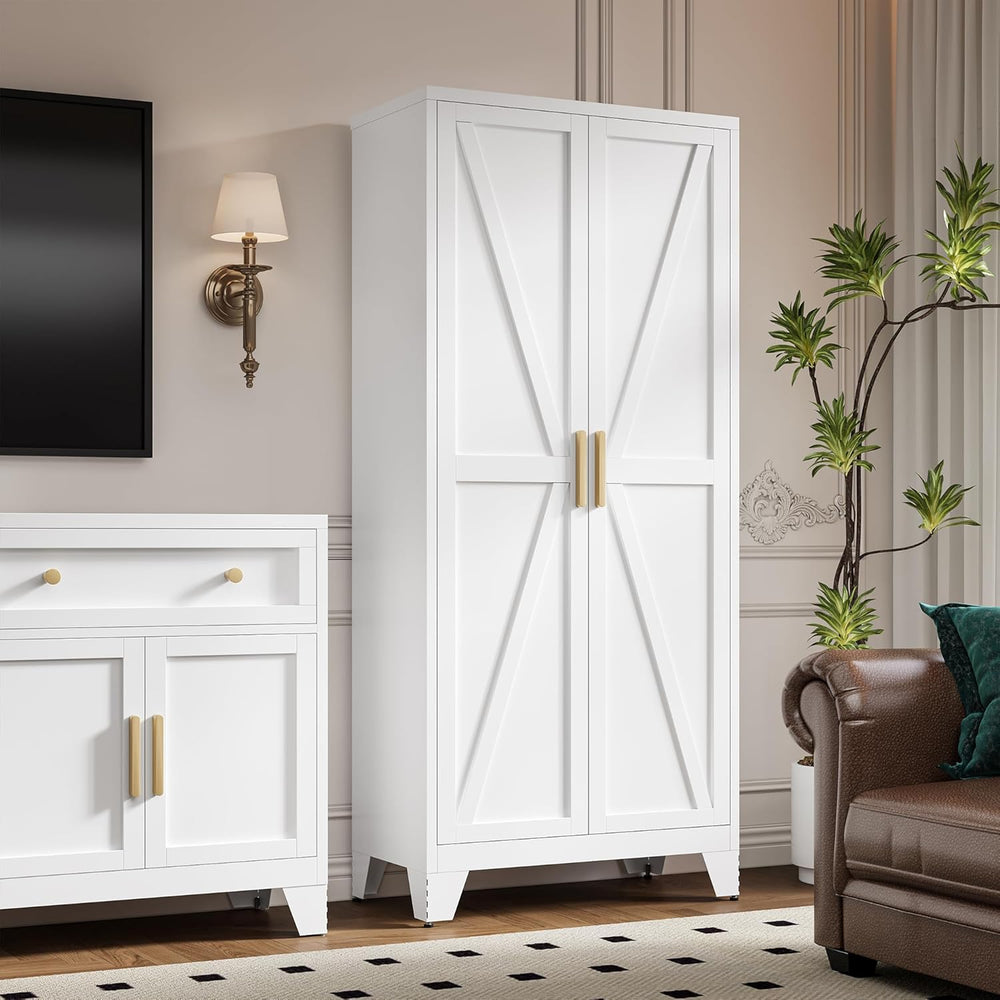 LCAOPC 71" Tall Metal Storage Cabinet with 2 Doors and 4 Adjustable Shel...