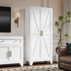LCAOPC 71" Tall Metal Storage Cabinet with 2 Doors and 4 Adjustable Shelves, 5-Tier Kitchen Pantry Storage Cabinet for Kitchen, Living Room, Dining Room and Office, White