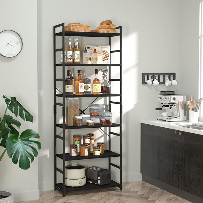 NUMENN 6 Tier Bookshelf, Tall Bookcase Shelf Storage Organizer, Modern Book S...