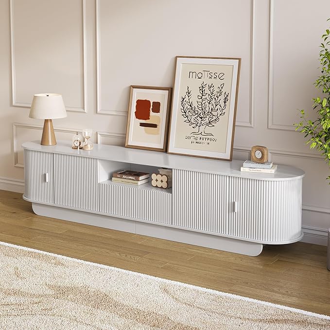 86.61'' Tambour TV Stand for 55-85 Inch, Modern Entertainment Center ...