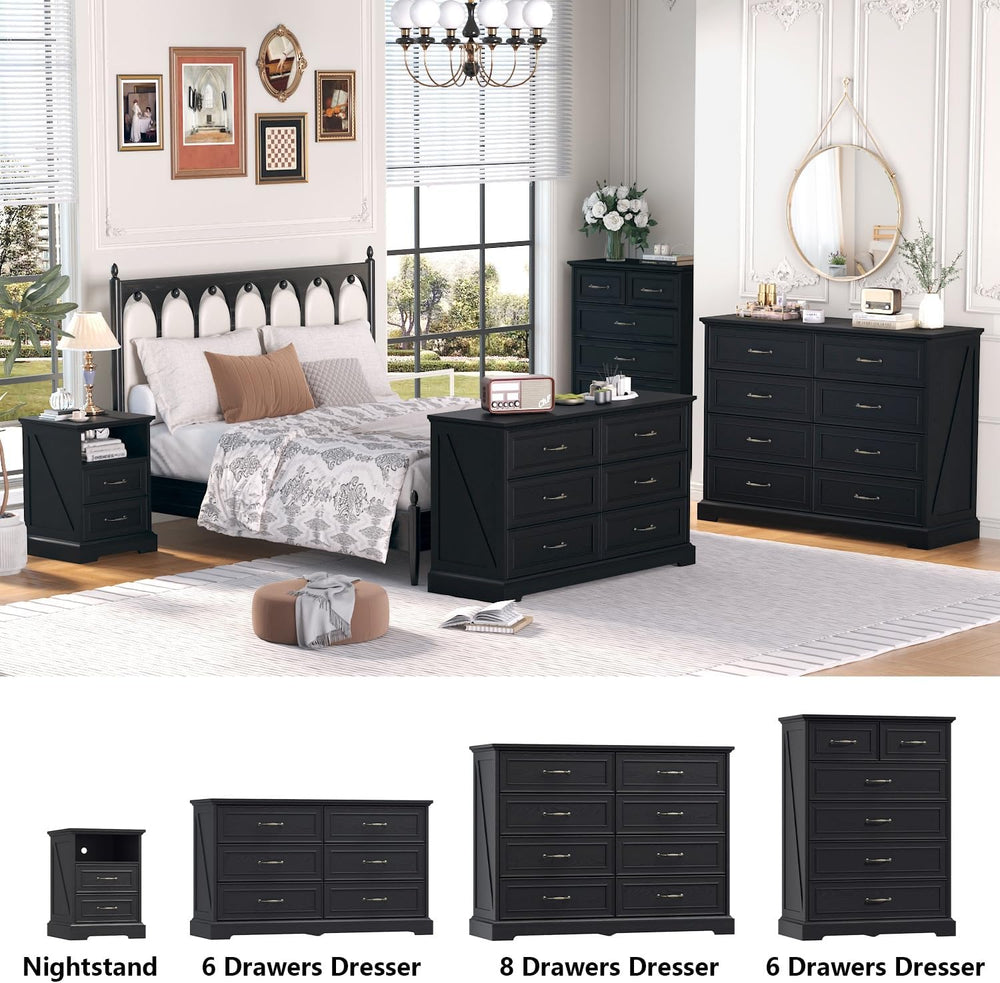Nightstand with Charging Station,18" Wide End Table with 2 Large Drawers...