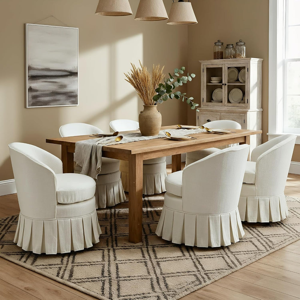 chairus Upholstered Dining Chairs Set of 2, Linen Barrel Dining Room Chairs w...