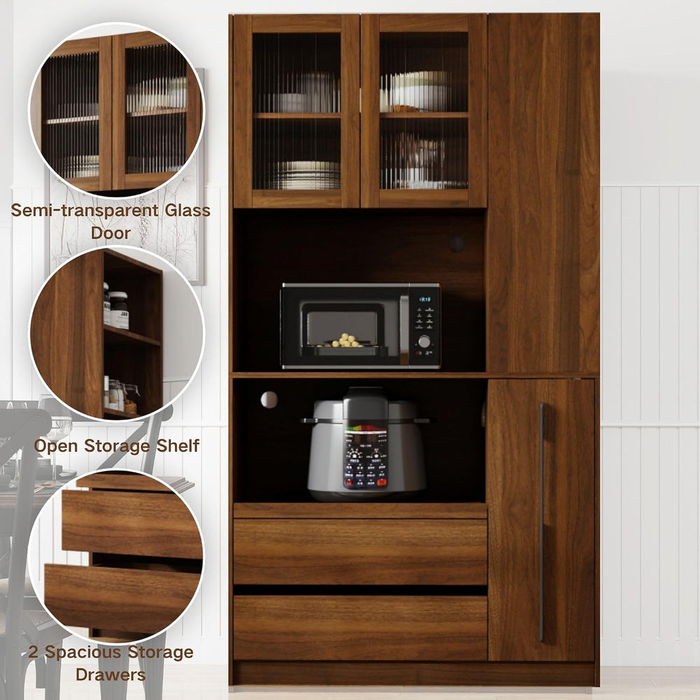 71" Tall Kitchen Pantry Cabinet with Storage, Farmhouse Kitchen Storage ...