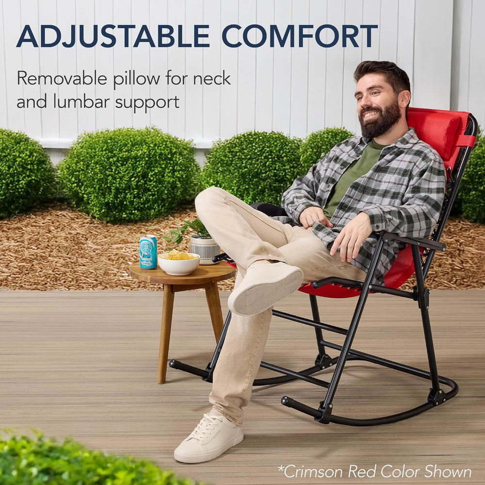Best Choice Products Outdoor Zero Gravity Rocking Chair, Folding Reclining Pa...
