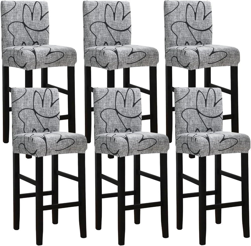 SPRINGRICO Bar Stool Covers Set of 6, Stretch Washable Barstool Seat Covers w...