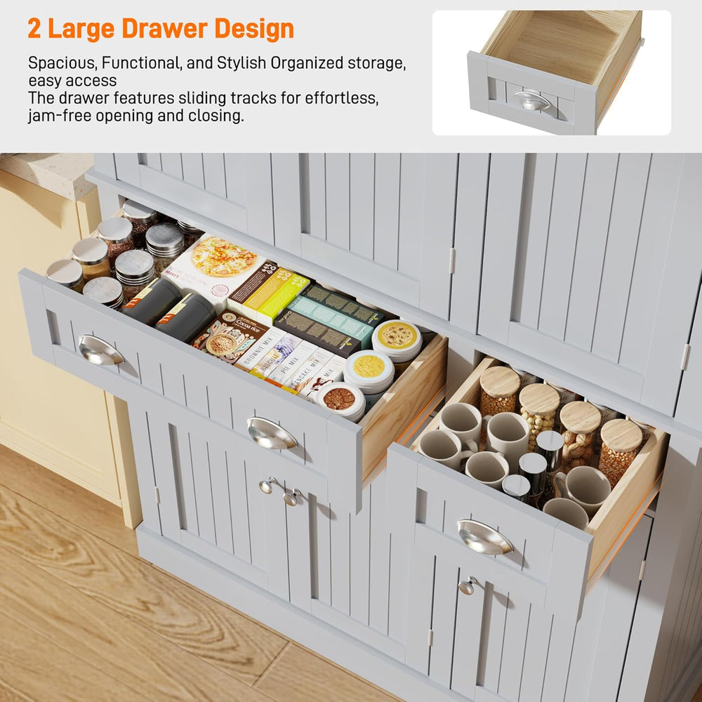 71" Tall Kitchen Cabinet Pantry Storage,Modern Kitchen Hutch Cabinet wit...