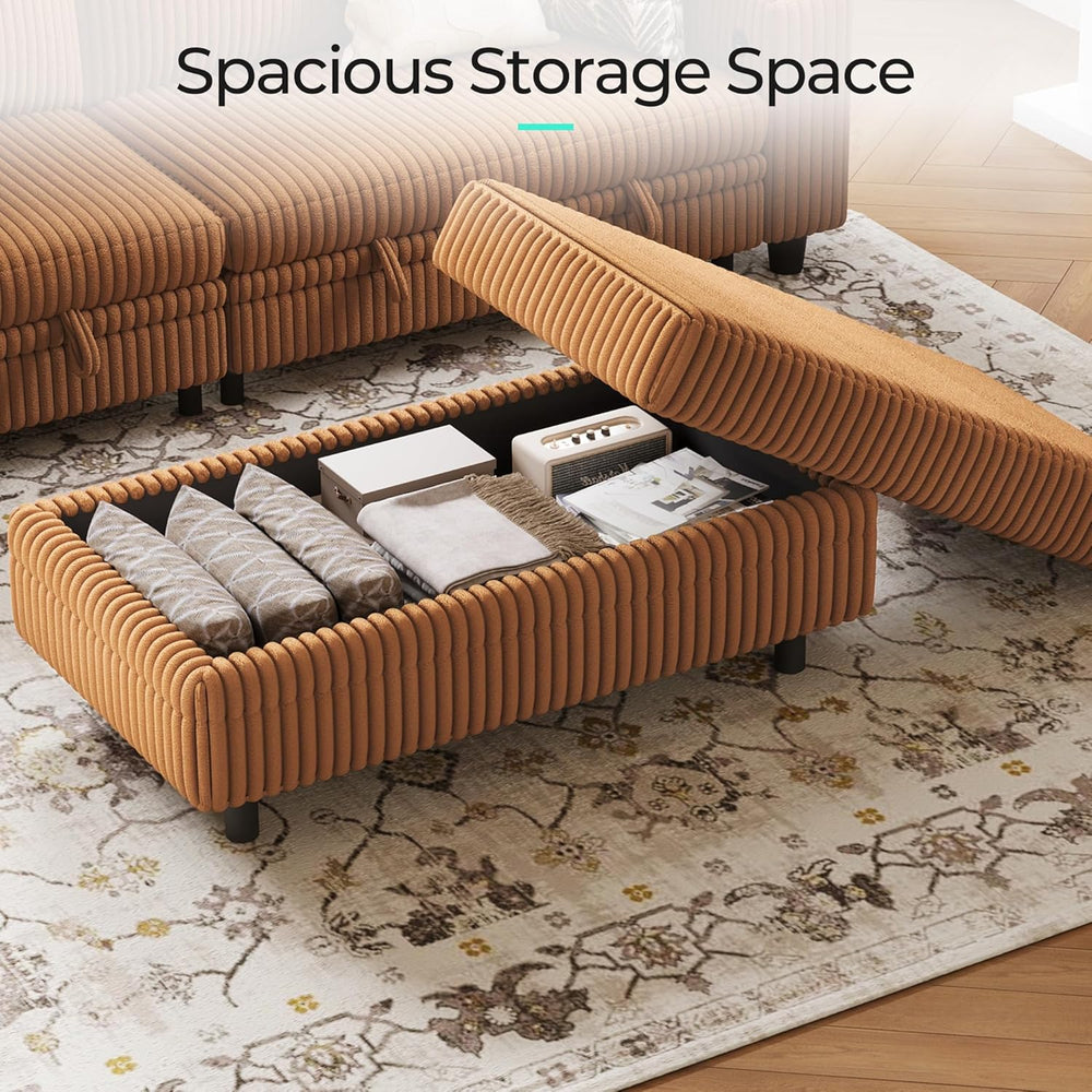 LINSY HOME Sectional Sleeper Sofa Storage Ottoman Bench, Convertible Coffee T...
