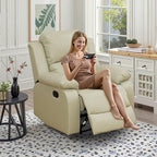 Recliner Sofa Set Couches for Living Room Chair Recycled Leather Fabric Living Room Furniture Sets, Adjusted Reclining Couch Furniture Sofa Set for Theater Seating, Beige