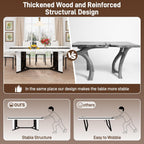 7-Piece Dining Table Set for 4 6 People, 71" Large Long Wooden Kitchen Table with 6 Cushion Chairs W/Waterproof Tabletop, Farmhouse Rectangular Dinner Table for Dining Room,Kitchen,Easy Clean