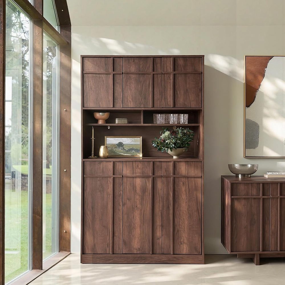 72" Pantry Cabinet, Tall Kitchen Pantry Storage Cabinet with Countertop,...