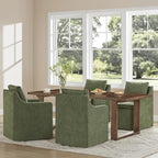 Upholstered Dining Chairs Set of 2, Washable Cover Modren Deskchair with 4 Casters & Hidden Storage for Dining Room, Living Room, Home Office, Green, 2 Box