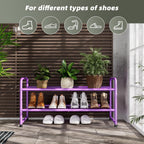 SUFAUY 2-Tier Mesh Shoe Rack, Closet Metal 33" Wide Shoe Shelf Heavy Duty, Purple