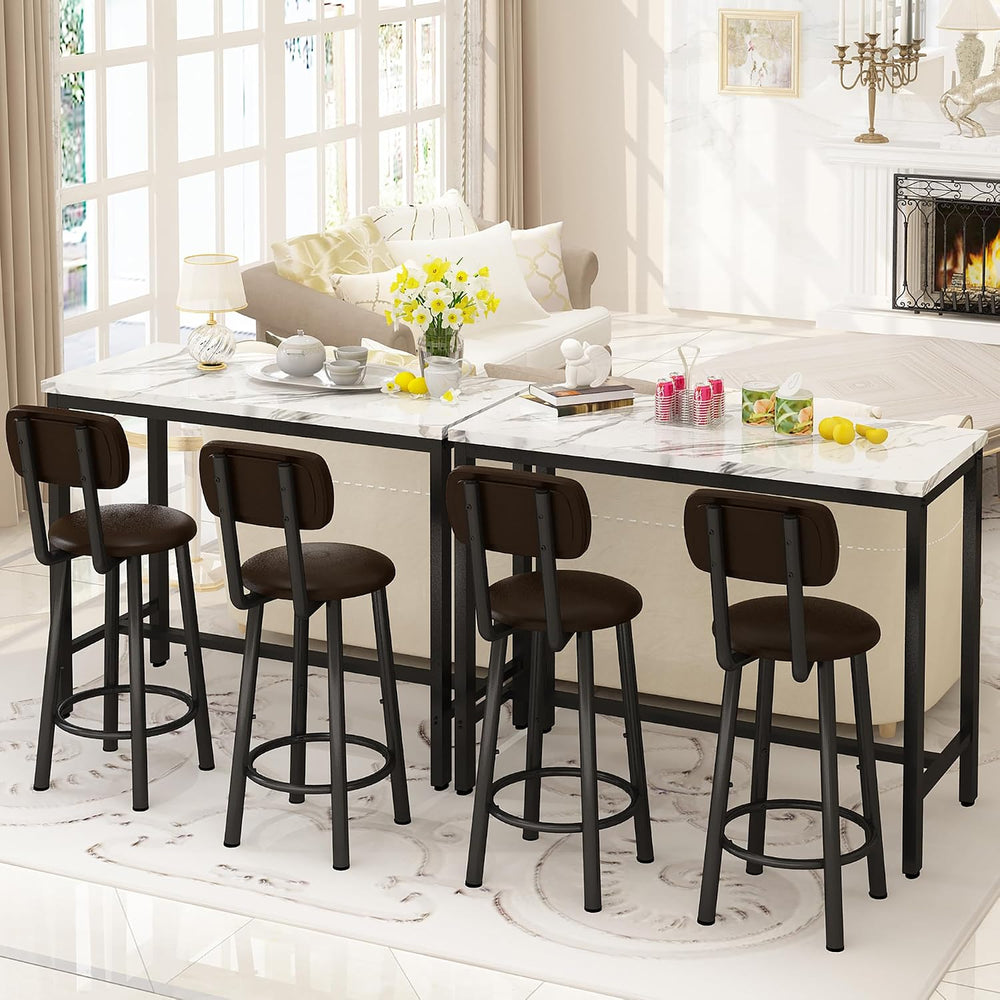AWQM 3 Piece Bar Table Set of 2,39.3" Pub Bar Table and Chairs Set,Faux ...