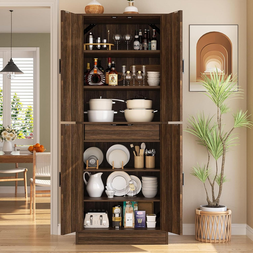 Unikito 71" Tall Farmhouse Kitchen Pantry Storage Cabinet with Barn Door...